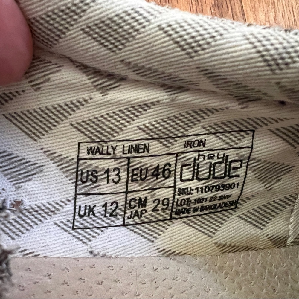Hey Dude Men’s 13 Wally Linen shoes gray boat shoes lightweight loafers - Picture 5 of 5